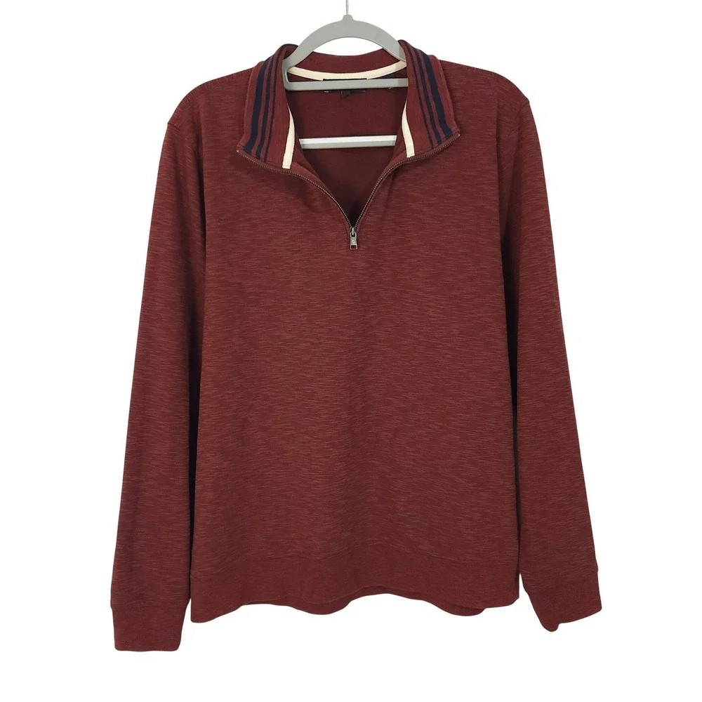 Ted Baker London Berks Burgundy Textured Quarter Zip Pullover Size 5 XL